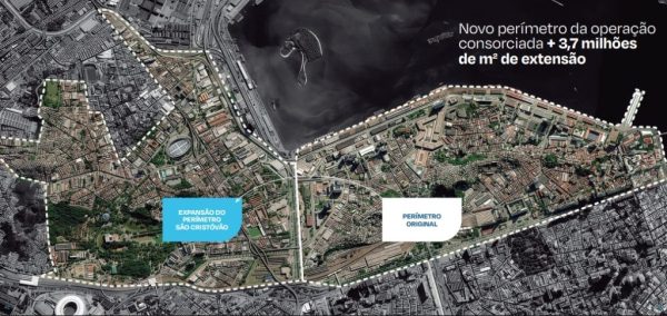 Perímetro atualizado do Porto Maravilha, incluindo outras áreas da cidade como São Cristóvão