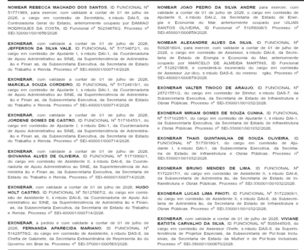 Primeiro apito de julho: Casa Civil marca goleada de exonerações com baixas no Desenvolvimento Social e saída de Rogéria Bolsonaro rumo à disputa eleitoral 65 WhatsApp Image 2026 07 01 at 09.04.23 1