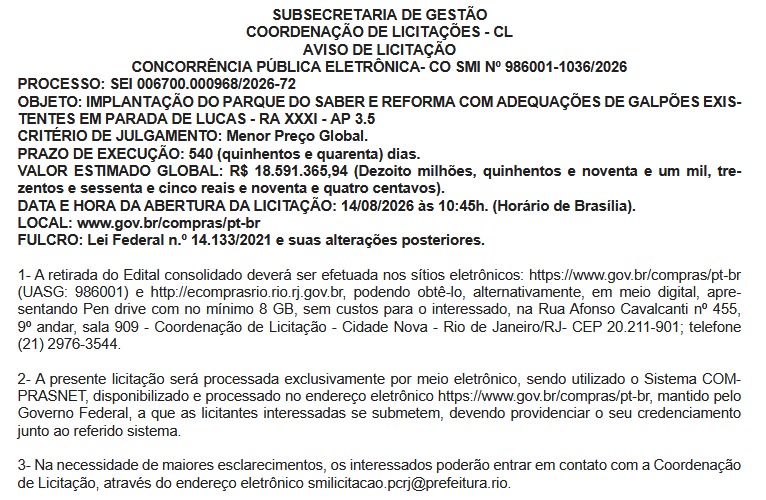 Do papel para o Diário Oficial: prefeitura lança licitação de R$ 18,5 milhões para o novo parque de Parada de Lucas 62 WhatsApp Image 2026 07 10 at 10.59.25