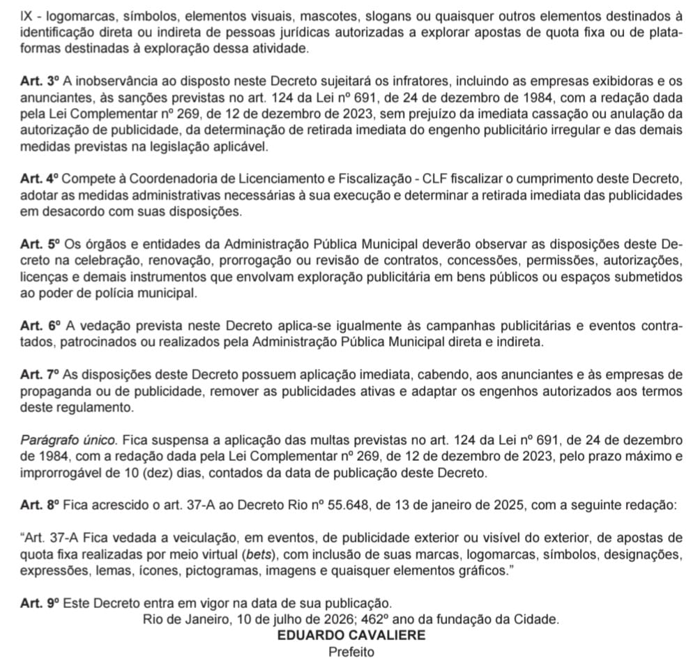 Rio na contramão das bets: decreto de Cavaliere proíbe publicidade em espaços públicos 63 WhatsApp Image 2026 07 13 at 07.00.52