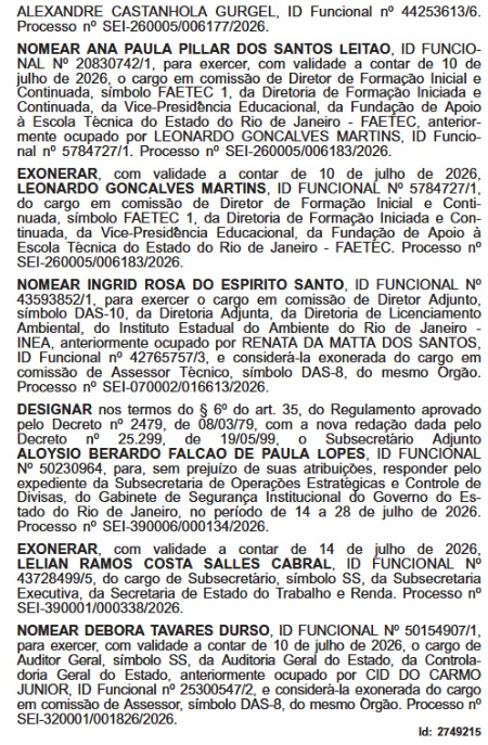 Na mira de Couto: Faetec e Jucerja viram epicentro das mudanças publicadas no Diário Oficial 64 WhatsApp Image 2026 07 15 at 08.17.56 1