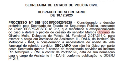 Da nomeação polêmica ao pedido de saída: o histórico do delegado Marcos Cipriano, exonerado do Instituto Rio Metrópole nesta quarta-feira (15) 62 WhatsApp Image 2026 07 15 at 09.26.32 1