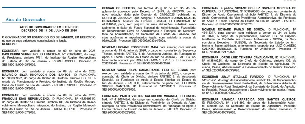 Couto desmonta cúpula do Rio Metrópole e exonera Didê, Mauricio Knoploch e o delegado Franquis Dias Nepomuceno, presos em operação do MPRJ 62 WhatsApp Image 2026 07 20 at 08.19.02