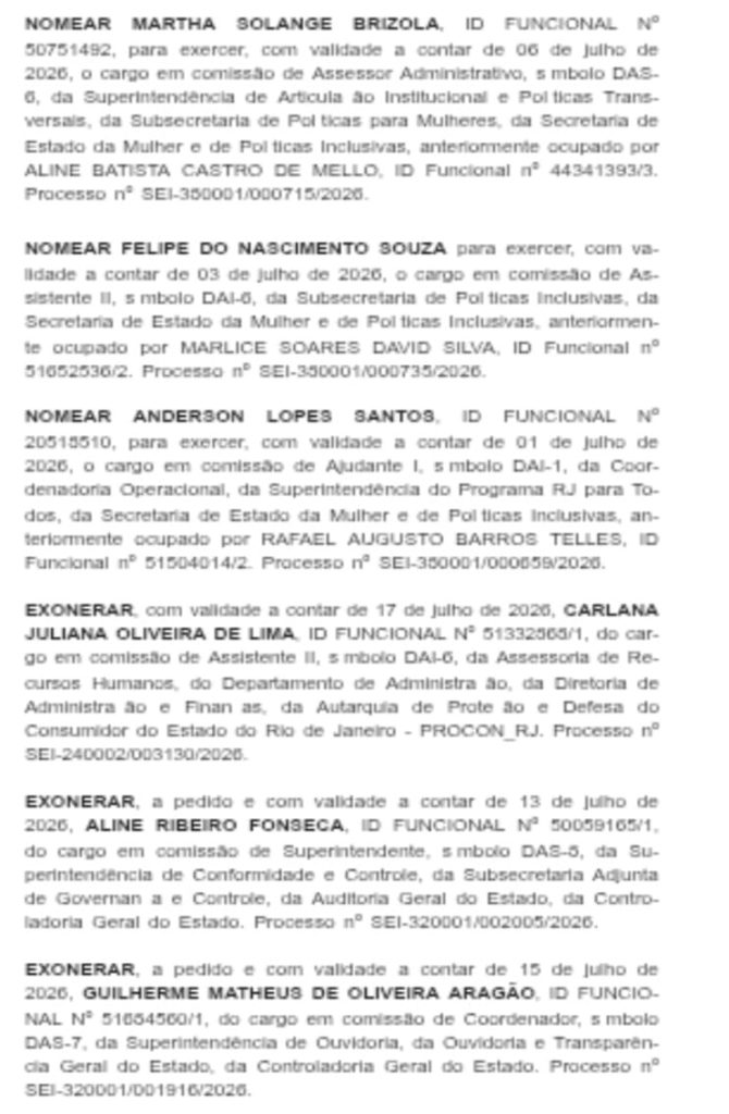 Com placar apertado, Casa Civil concentra exonerações no Rio Metrópole e reforça o Inea 65 WhatsApp Image 2026 07 20 at 08.54.39 1