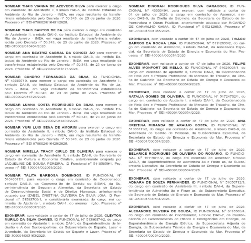 Com placar apertado, Casa Civil concentra exonerações no Rio Metrópole e reforça o Inea 66 WhatsApp Image 2026 07 20 at 08.54.39 2