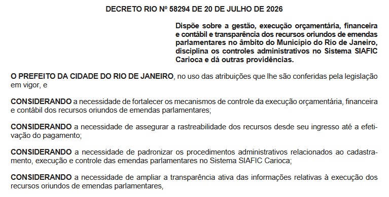 Prefeitura do Rio barra 'emendas Pix' diretas para ONGs em pacote de cinco decretos e aperta fiscalização após escândalo nacional que revelou fraudes e irregularidades 66 WhatsApp Image 2026 07 21 at 07.01.08