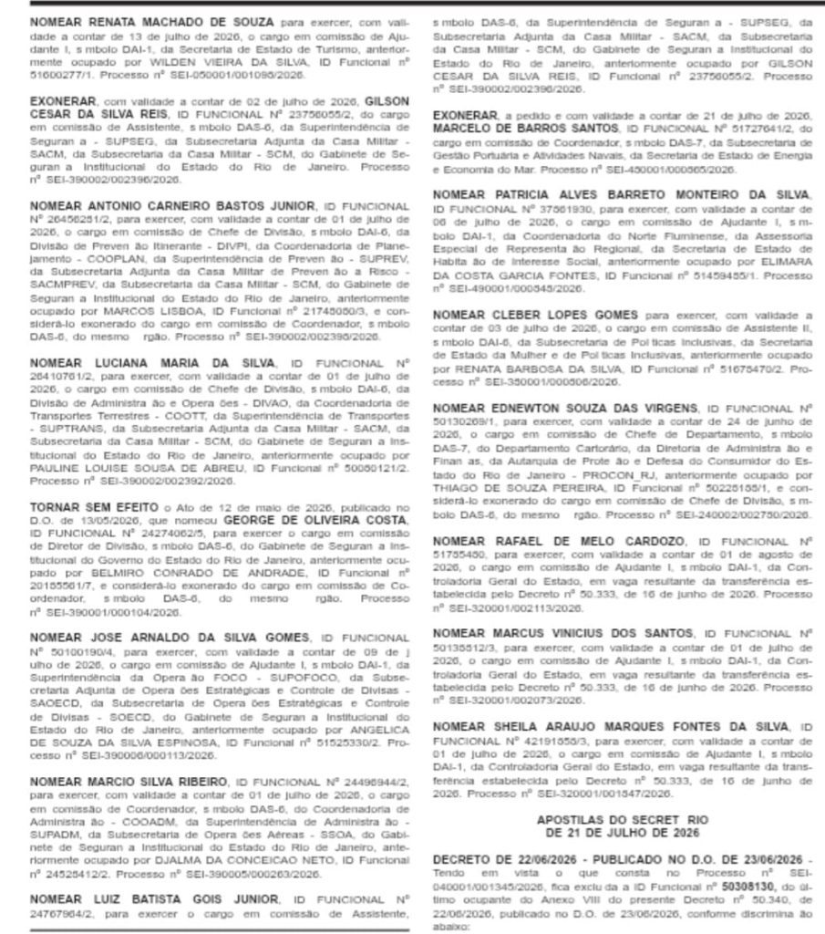 Efeito dominó: Casa Civil concentra exonerações em massa no Instituto Rio Metrópole e fecha o placar em 39 a 34 no Diário Oficial 65 WhatsApp Image 2026 07 22 at 09.01.55 2