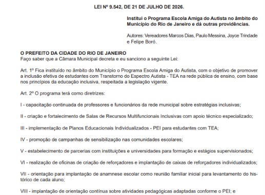 Prefeitura do Rio sanciona pacote de leis voltadas a pessoas autistas; normas incluem políticas de vacinação e inclusão 63 WhatsApp Image 2026 07 22 at 11.56.32