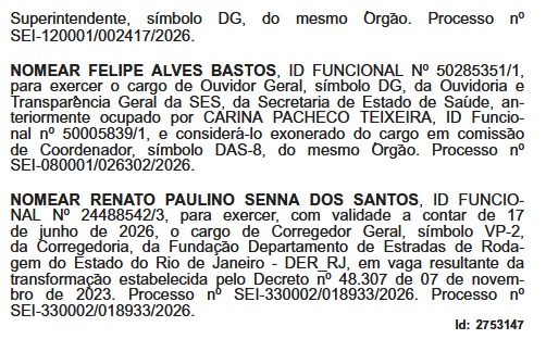 Julho se despede em clima de paz: Couto fecha o mês com ajustes técnicos e nomeações no Planejamento, Saúde e DER-RJ 63 WhatsApp Image 2026 07 31 at 08.13.16 1
