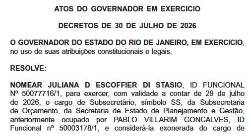 Julho se despede em clima de paz: Couto fecha o mês com ajustes técnicos e nomeações no Planejamento, Saúde e DER-RJ 62 WhatsApp Image 2026 07 31 at 08.13.16