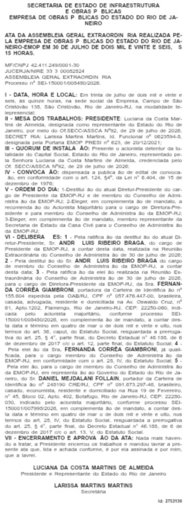 Empresa de Obras Públicas do governo do estado tem nova presidente: advogada Fernanda Giambroni assume o comando da estatal 63 WhatsApp Image 2026 07 31 at 10.27.33 1