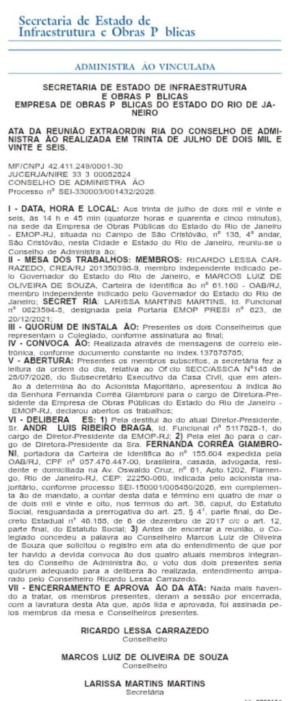 Empresa de Obras Públicas do governo do estado tem nova presidente: advogada Fernanda Giambroni assume o comando da estatal 62 WhatsApp Image 2026 07 31 at 10.27.33