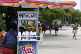Comerciante na orla da praia — Foto: Agência Brasil Programa Tolerância Zero