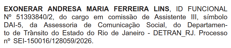 Filha de deputado estadual e vereadora é exonerada do Detran menos de um mês após reverter demissão 62 image 18