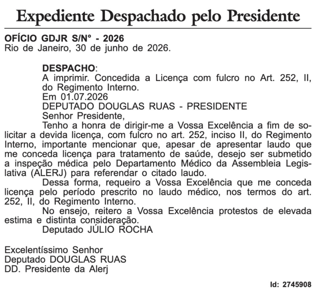 Licença de Júlio Rocha deixa comando do Conselho de Ética da Alerj em aberto com caso Thiago Rangel e mais três representações na fila 62 image 5