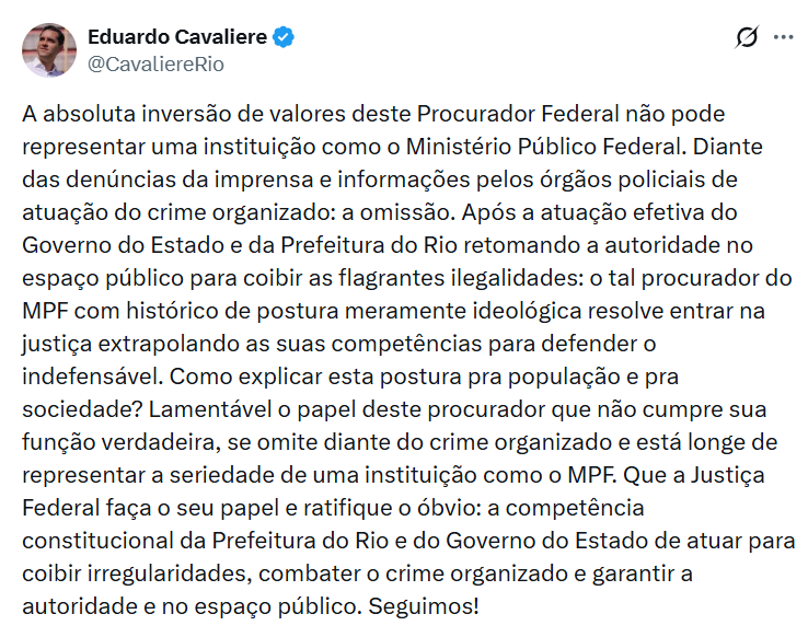 Cavaliere critica pedido do MPF para suspender o programa Tolerância Zero: 'defender o indefensável' 62 image 54