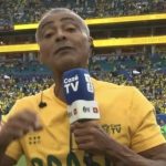Romário durante cobertura da Copa do Mundo — Foto: Reprodução/CazéTV
