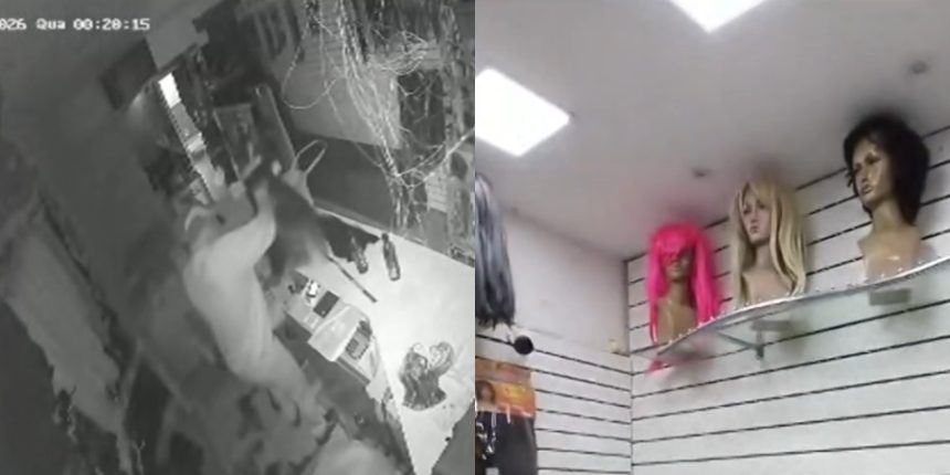 Imagens das câmeras de segurança mostram o momento do furto em Madureira