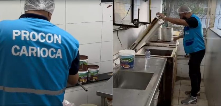 Agentes do Procon Carioca na padaria Lamego