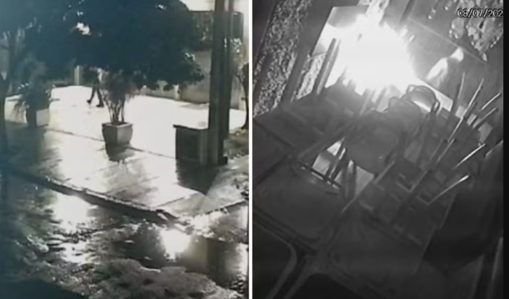 Polícia investiga incêndio em gastrobar no Recreio após câmeras registrarem suspeito acendendo artefato explosivo