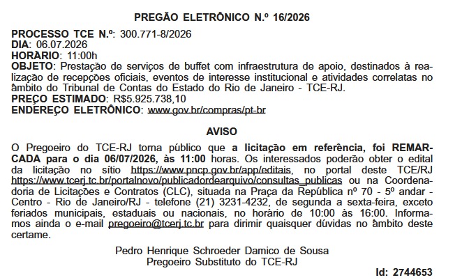 'In vino veritas': TCE-RJ remarca pregão de até R$ 6 milhões para bufê com vinho e espumante para esta segunda (06) 62 pregao vinho