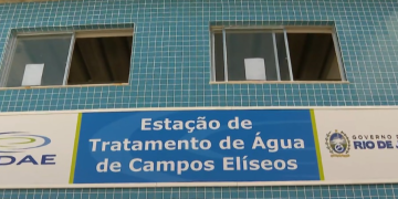 Fachada de estação da Cedae em Duque de Caxias