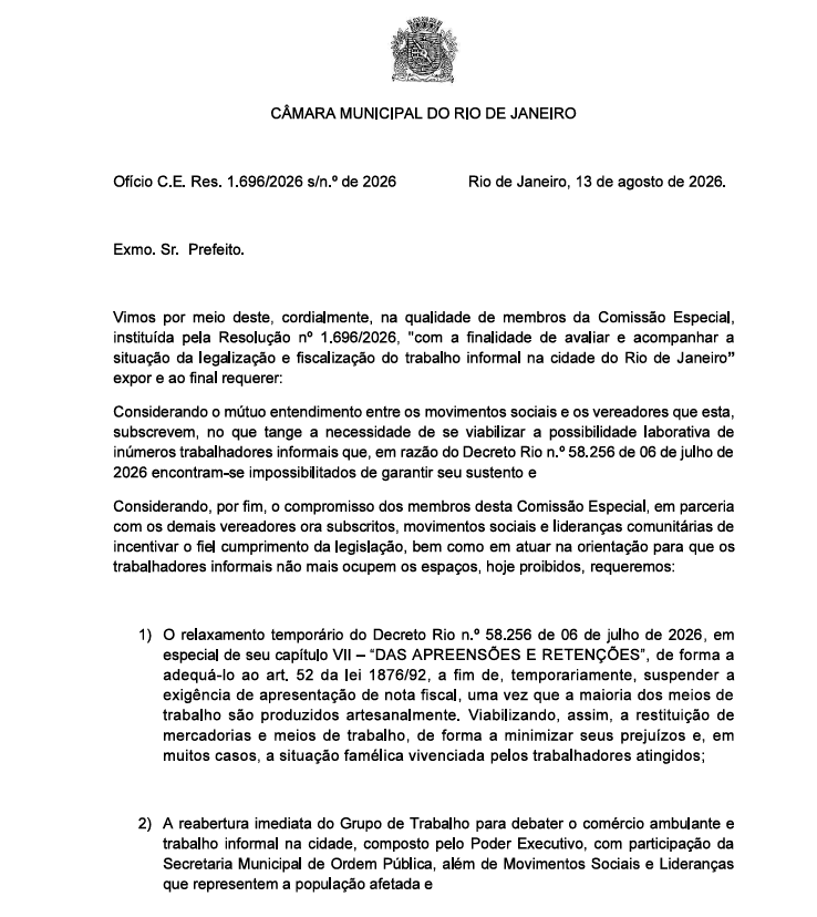Vereadores pedem mudanças no Programa Tolerância Zero e defendem flexibilização das regras para ambulantes 49 Captura de tela 2026 08 18 185634