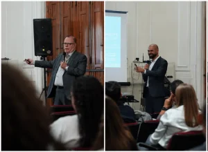 Cláudio Martins e Morenno de Macedo, da Caixa, falaram sobre financiamento verde