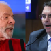 Lula, à esquerda, e Flávio Bolsonaro, à direita