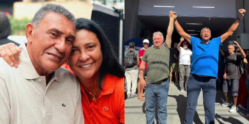 À esquerda, José Camilo Zito e Andréia Zito; à direita, Anthony Garotinho celebra com seu aliado.