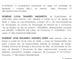 Primeira rodada de agosto, 5 a 3 no placar: vice-presidência do Proderj e subsecretaria de Economia do Mar ganham destaque nas nomeações de Couto 52 WhatsApp Image 2026 08 03 at 08.16.34 2