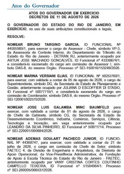 8 X 3: nomeações dão goleada nas exonerações e Ricardo Couto turbina a Infraestrutura 50 WhatsApp Image 2026 08 12 at 08.16.40