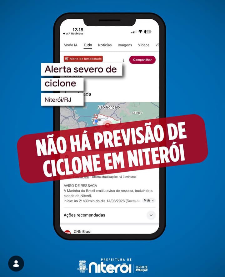 Google emite falso alerta de ciclone em Niterói, mas prefeitura e Defesa Civil desmentem 49 Alerta da Prefeitura de Niterói