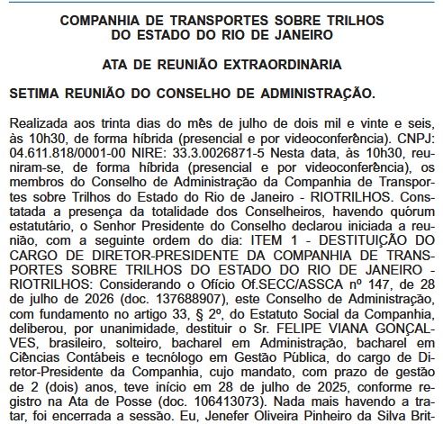 Ex-superintendente do GSI e recém-nomeado para a vice-presidência do Detro, coronel assume a gestão da RioTrilhos 52 WhatsApp Image 2026 08 18 at 09.46.02