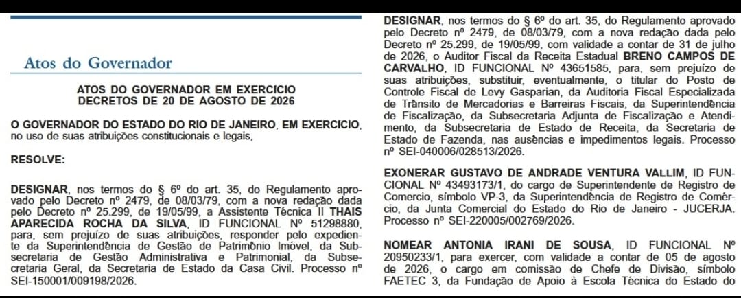Sextou em marchas diferentes: Couto reduz o ritmo e assina apenas duas mudanças, enquanto a Casa Civil acelera com 37 movimentações 51 WhatsApp Image 2026 08 21 at 08.25.15