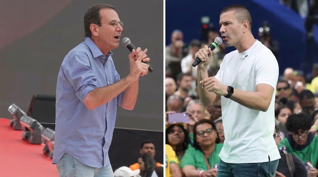 Eduardo Paes e Douglas Ruas, palanques e discursos opostos, no mesmo dia e horário, no Rio de Janeiro