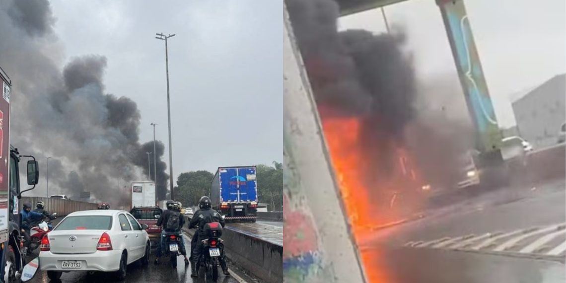 Dois caminhões pegam fogo na Avenida Brasil e incêndios complicam o trânsito 48 Incêndio na Avenida Brasil