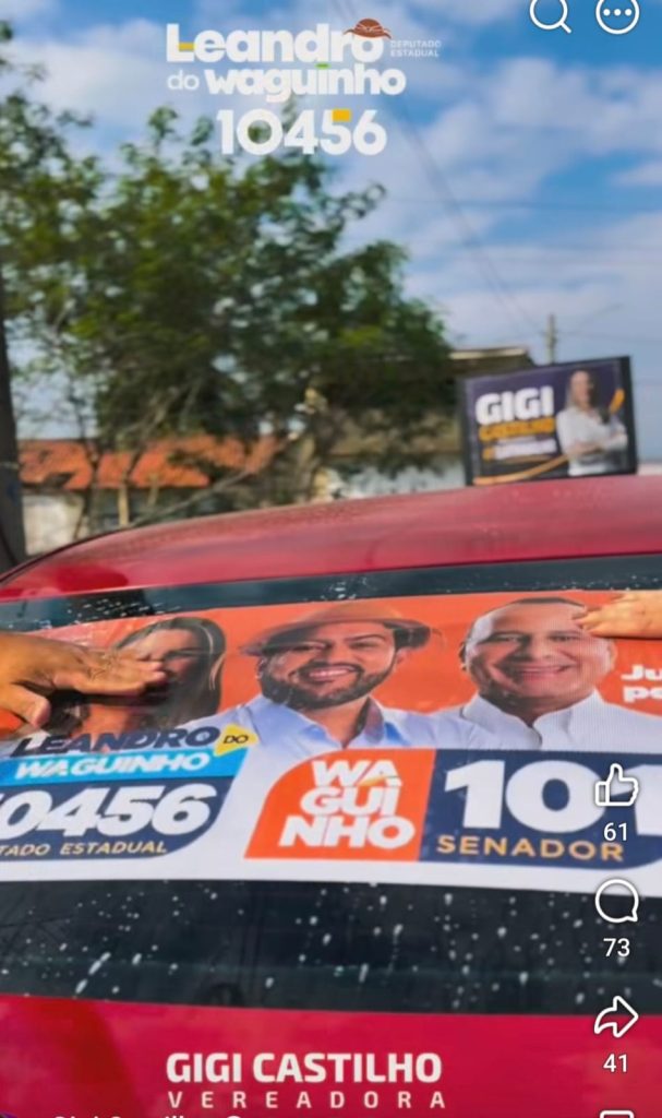Vereadora Gigi Castilho divide santinho com Waguinho — que disputa o Senado contra os candidatos do seu PL, Portinho e Jordy 49 WhatsApp Image 2026 08 24 at 16.51.33