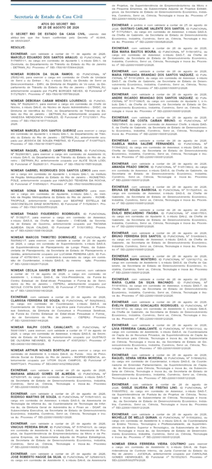 Casa Civil puxa a motosserra e Desenvolvimento Econômico leva o maior corte, com 21 exonerações na pasta 53 WhatsApp Image 2026 08 26 at 08.35.19