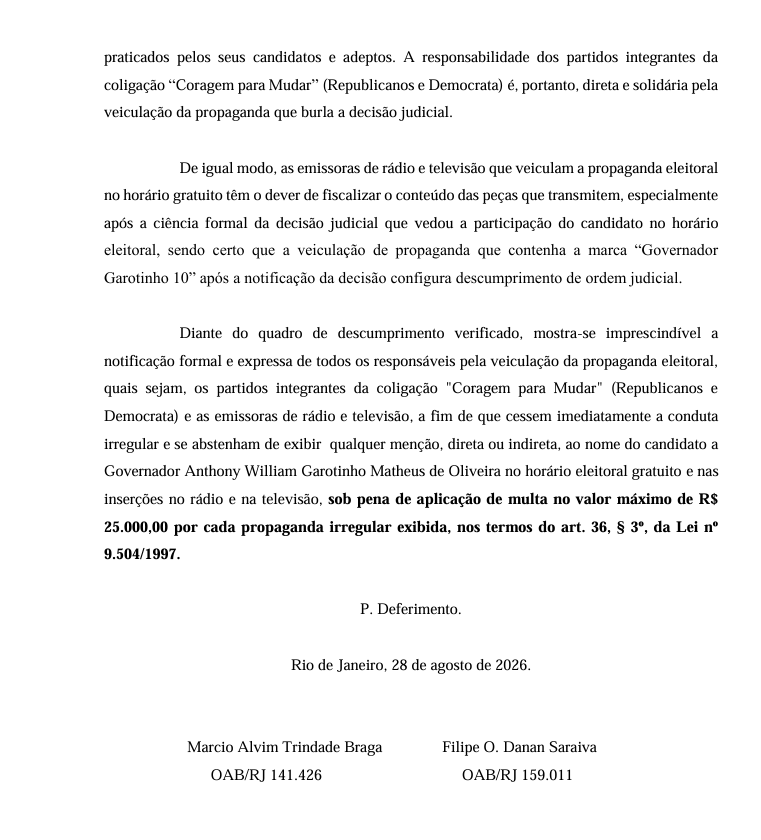 PSD aciona Justiça para acusar Garotinho de descumprir proibição de propaganda e pede multa de R$ 25 mil por cada comercial irregular 49 acao PSD