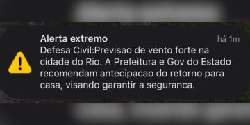 Defesa Civil emite 'alerta extremo' por risco de vendaval no Rio de Janeiro; celulares tocam aviso sonoro de emergência 10 Alerta extremo da Defesa Civil