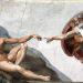 Reprodução da pintura "A criação de Adão", de Michelangelo, e representação de O Poder Superior