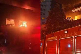 Imagens do incêndio na pizzaria Ferro e Farinha, em Botafogo