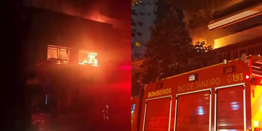 Imagens do incêndio na pizzaria Ferro e Farinha, em Botafogo