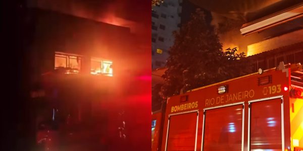 Imagens do incêndio na pizzaria Ferro e Farinha, em Botafogo