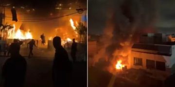 Incêndio de grandes proporções atinge bar na Barra da Tijuca; fogo teria começado após aparelho de som entrar em curto
