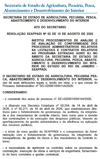 Siga e pare: governo do estado suspende licitações e contratos do Estradas Agro RJ para pente-fino 53 print1