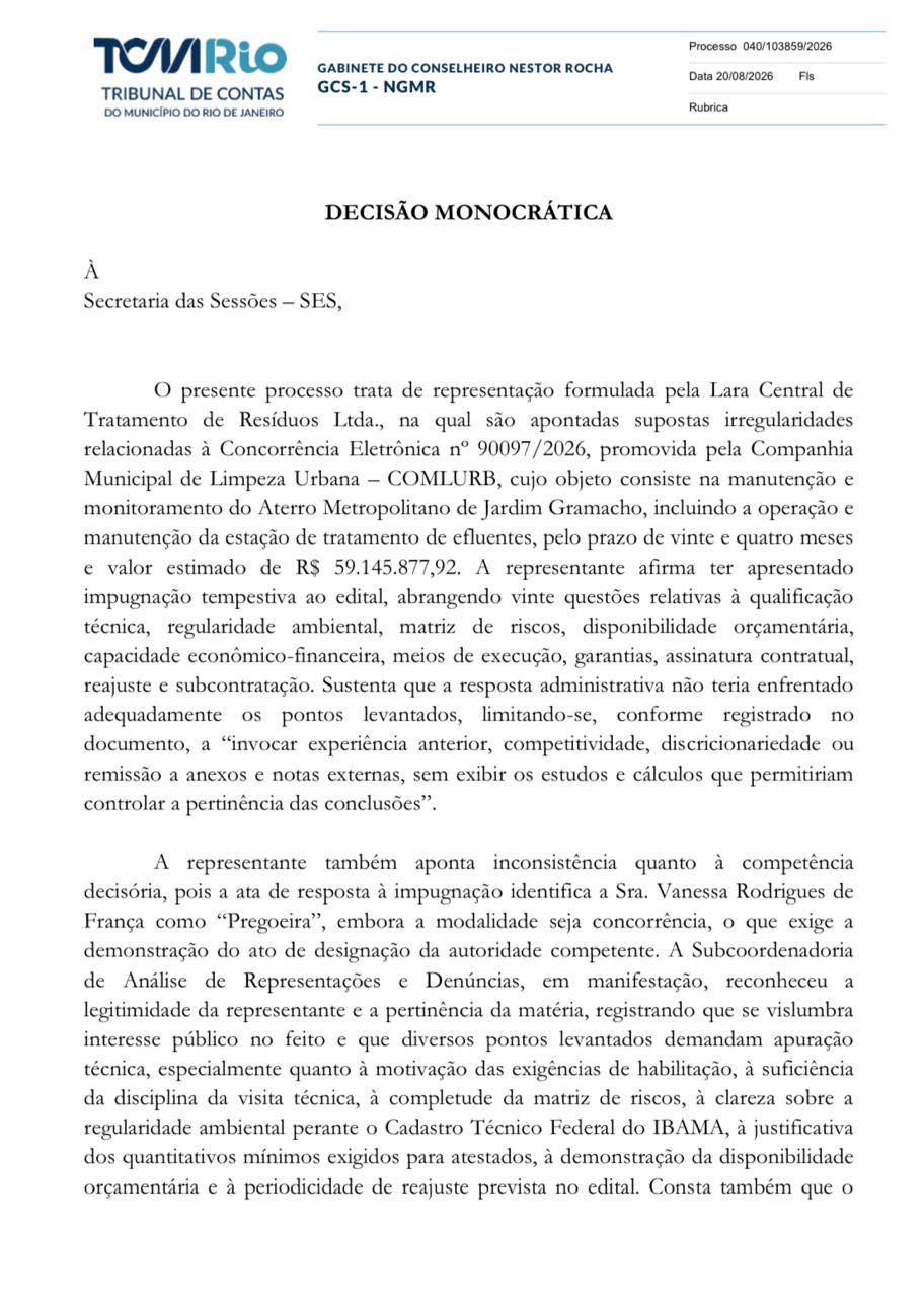Lixo extraordinário: licitação de R$ 59,1 milhões da Comlurb para manutenção de Jardim Gramacho é suspensa pelo TCM 59 2 14