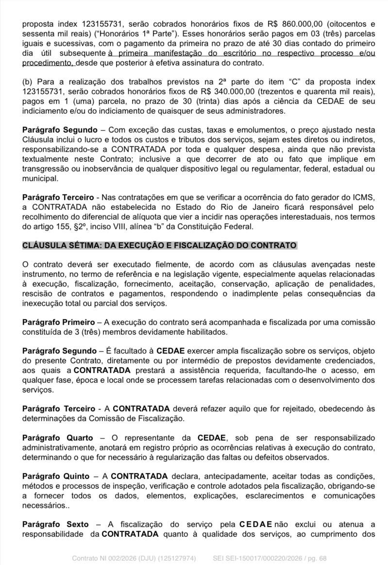 Caso Master: Cedae contrata R$ 1,8 milhão em advocacia para atuar em apurações sobre aplicação de R$ 200 milhões no banco 52 6