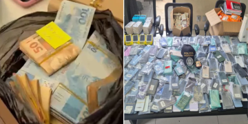 material apreendido durante operação contra contrabando de celulares